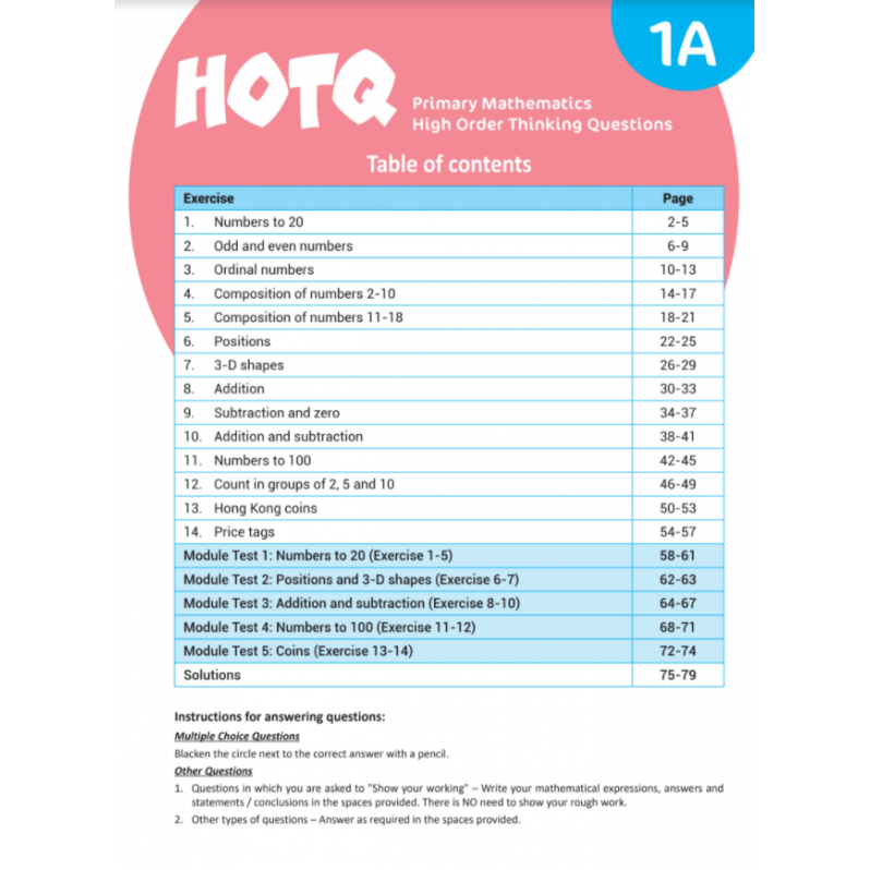 【多買多折】HOTQ Primary Mathematics High Order Thinking Questions 1A