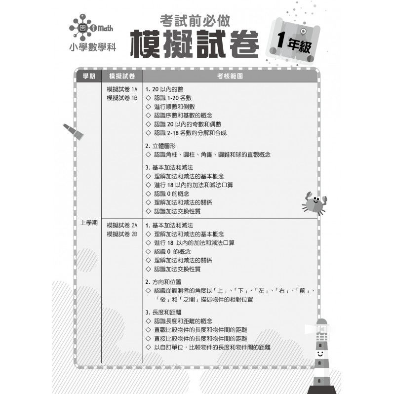 【多買多折】小學數學科 考試前必做模擬試卷 1年級