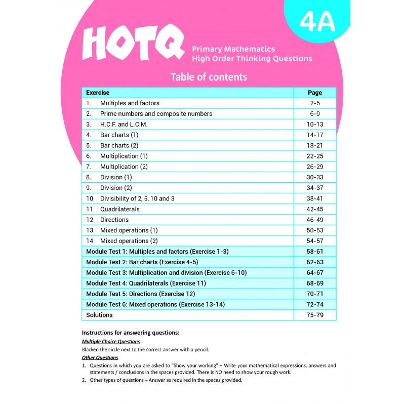 【多買多折】HOTQ Primary Mathematics High Order Thinking Questions 4A