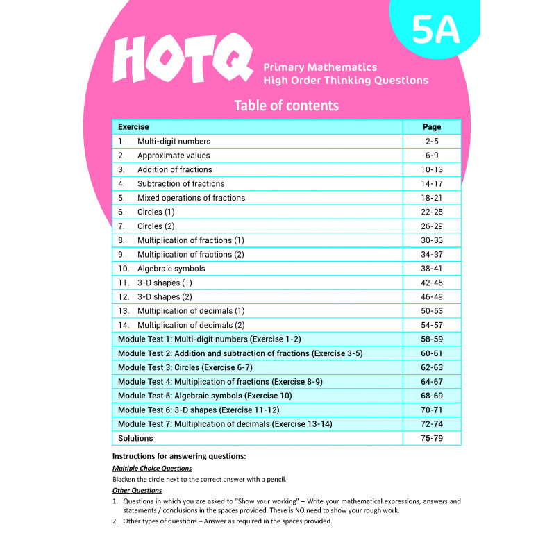 【多買多折】HOTQ Primary Mathematics High Order Thinking Questions 5A