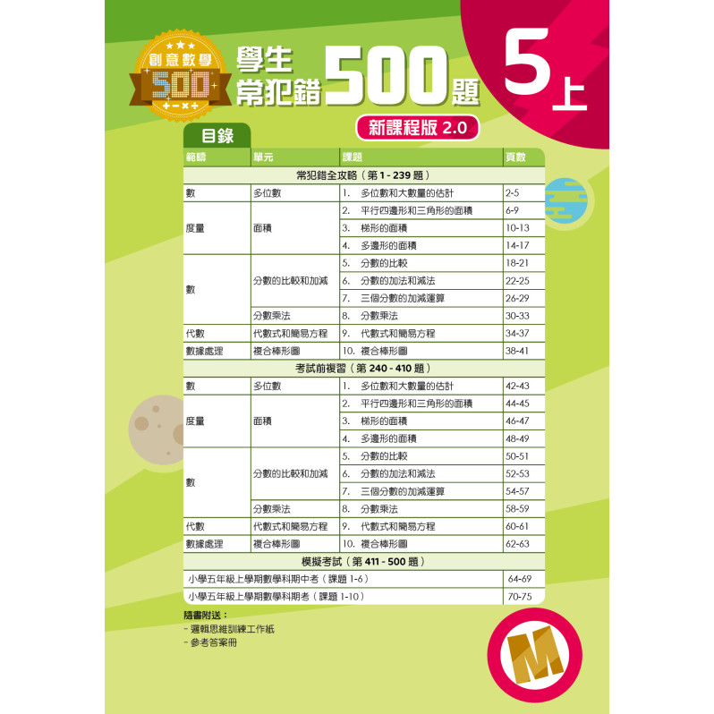 【多買多折】創意數學500─學生常犯錯500 (新課程版2.0) 5上